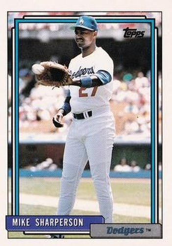 #627 Mike Sharperson - Los Angeles Dodgers - 1992 Topps Baseball