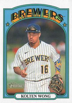 #628 Kolten Wong - Milwaukee Brewers - 2021 Topps Heritage Baseball