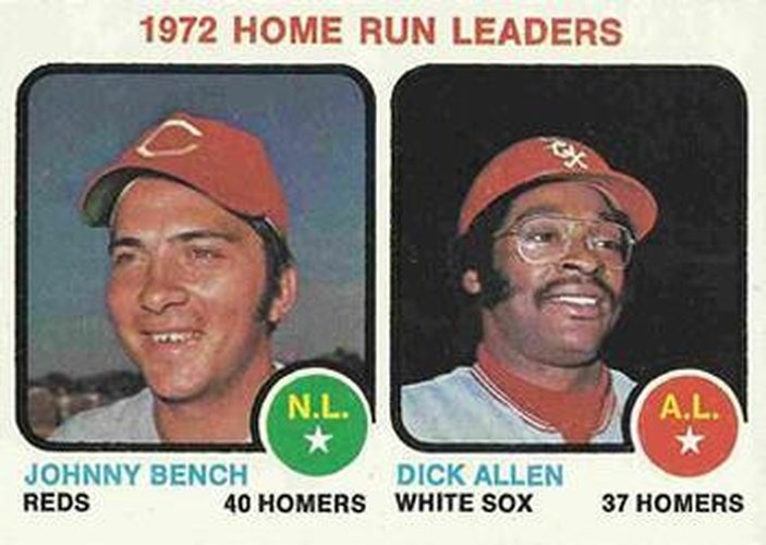 #62 1972 Home Run Leaders Johnny Bench / Dick Allen - Cincinnati Reds / Chicago White Sox - 1973 Topps Baseball