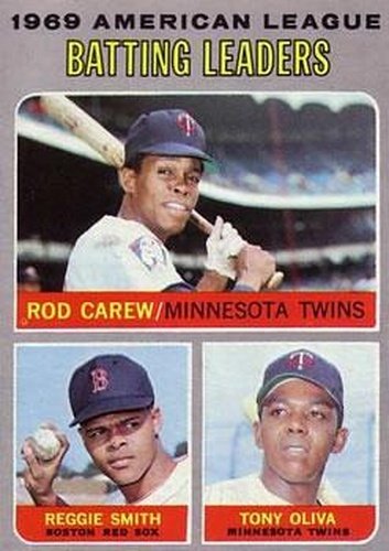 #62 1969 American League Batting Leaders Rod Carew / Reggie Smith / Tony Oliva - Minnesota Twins / Boston Red Sox - 1970 Topps Baseball