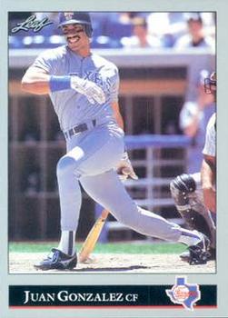 #62 Juan Gonzalez - Texas Rangers - 1992 Leaf Baseball