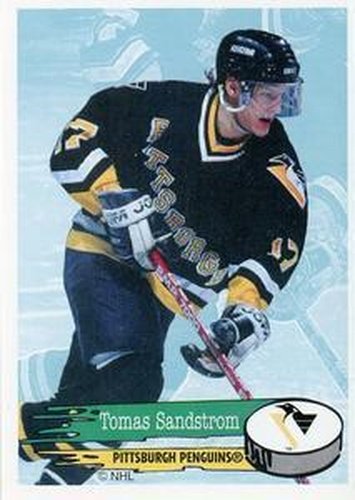 #62 Tomas Sandstrom - Pittsburgh Penguins - 1995-96 Panini Hockey Stickers
