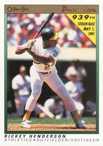 #62 Rickey Henderson - Oakland Athletics - 1991 O-Pee-Chee Premier Baseball