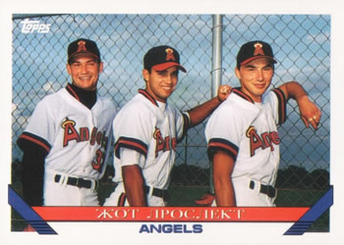 #633 "Three Russians" Rudy Razjigaev / Eugneyi Puchkov / Ilya Bogatyrev - California Angels - 1993 Topps Baseball