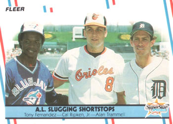 #635 Tony Fernandez / Cal Ripken Jr. / Alan Trammell - Toronto Blue Jays / Baltimore Orioles / Detroit Tigers - 1988 Fleer Baseball