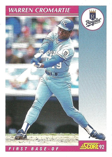 #637 Warren Cromartie - Kansas City Royals - 1992 Score Baseball