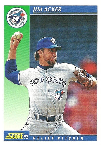 #63 Jim Acker - Toronto Blue Jays - 1992 Score Baseball