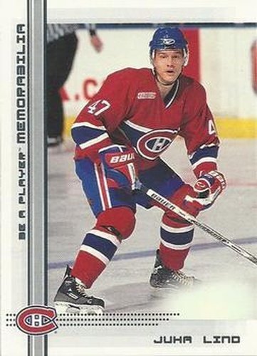 #63 Juha Lind - Montreal Canadiens - 2000-01 Be a Player Memorabilia Hockey