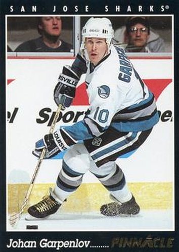 #63 Johan Garpenlov - San Jose Sharks - 1993-94 Pinnacle Hockey