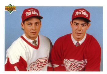 #63 Draft Checklist Martin Lapointe / Jamie Pushor - Detroit Red Wings - 1991-92 Upper Deck Hockey