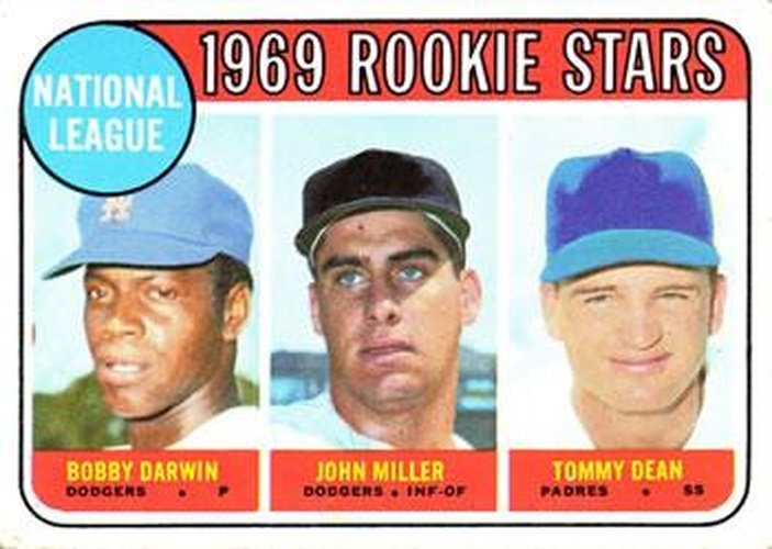 #641 National League 1969 Rookie Stars Bobby Darwin / John Miller / Tommy Dean - Los Angeles Dodgers / San Diego Padres - 1969 Topps Baseball