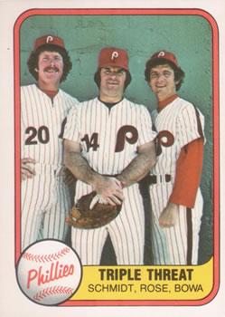 #645b Mike Schmidt / Pete Rose / Larry Bowa - Philadelphia Phillies - 1981 Fleer Baseball