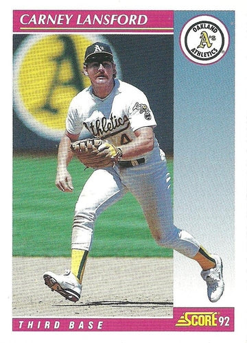 #648 Carney Lansford - Oakland Athletics - 1992 Score Baseball
