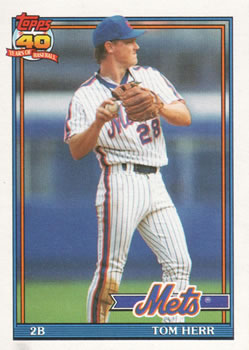 #64 Tom Herr - New York Mets - 1991 Topps Baseball