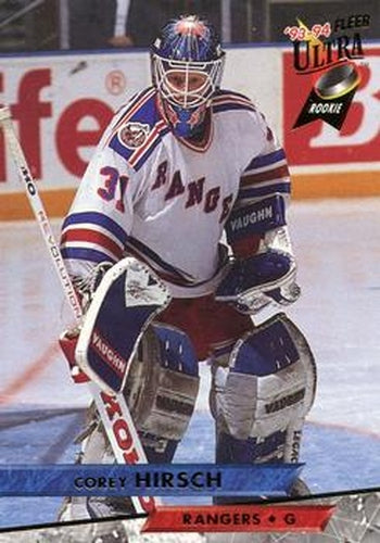 #64 Corey Hirsch - New York Rangers - 1993-94 Ultra Hockey