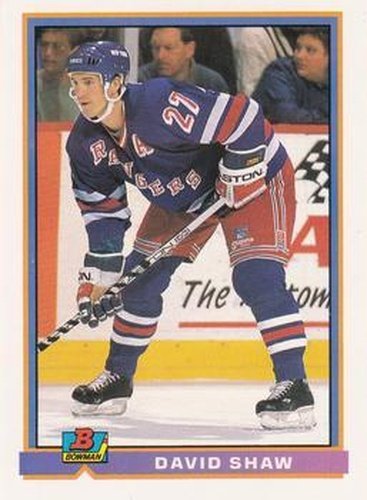 #64 David Shaw - New York Rangers - 1991-92 Bowman Hockey