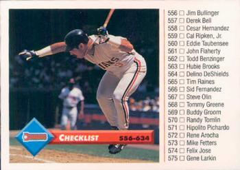 #650 Checklist: 556-634 - Cleveland Indians - 1993 Donruss Baseball