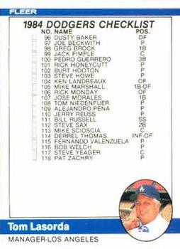 #651 Checklist: Dodgers / A's - Los Angeles Dodgers / Oakland Athletics - 1984 Fleer Baseball