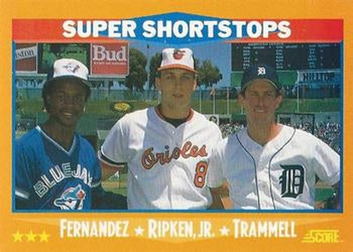 #651 Tony Fernandez / Cal Ripken Jr. / Alan Trammell - Toronto Blue Jays / Baltimore Orioles / Detroit Tigers - 1988 Score Baseball