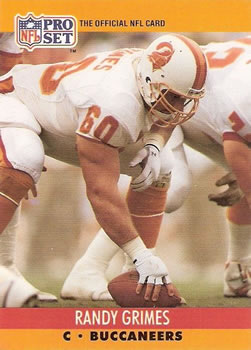 #654 Randy Grimes - Tampa Bay Buccaneers - 1990 Pro Set Football