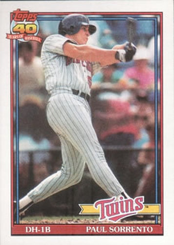 #654 Paul Sorrento - Minnesota Twins - 1991 Topps Baseball