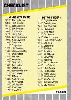 #655 Checklist: Twins / Tigers / Reds / Brewers - Minnesota Twins / Detroit Tigers / Cincinnati Reds / Milwaukee Brewers - 1989 Fleer Baseball