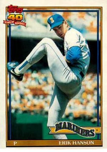 #655 Erik Hanson - Seattle Mariners - 1991 Topps Baseball