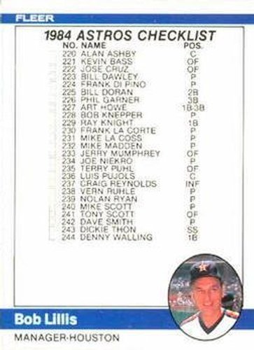 #656 Checklist: Astros / Twins - Houston Astros / Minnesota Twins - 1984 Fleer Baseball