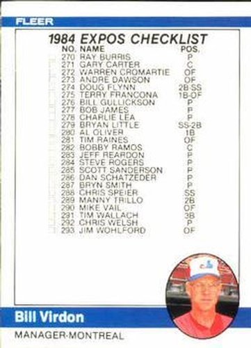 #658 Checklist: Expos / Mariners - Montreal Expos / Seattle Mariners - 1984 Fleer Baseball
