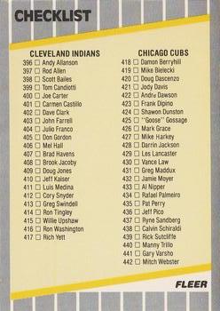 #658 Checklist: Indians / Cubs / Cardinals / Angels - Cleveland Indians / Chicago Cubs / St. Louis Cardinals / California Angels - 1989 Fleer Baseball