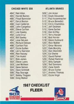 #659 Checklist: White Sox / Braves / Twins / Cubs - Chicago White Sox / Atlanta Braves / Minnesota Twins / Chicago Cubs - 1987 Fleer Baseball