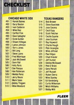 #659 Checklist: White Sox / Rangers / Mariners / Phillies - Chicago White Sox / Texas Rangers / Seattle Mariners / Philadelphia Phillies - 1989 Fleer Baseball