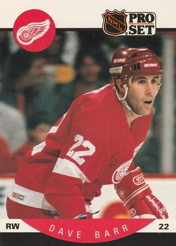 #65 Dave Barr - Detroit Red Wings - 1990-91 Pro Set Hockey