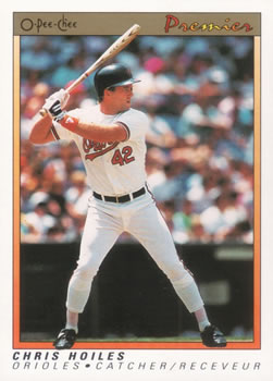 #65 Chris Hoiles - Baltimore Orioles - 1991 O-Pee-Chee Premier Baseball