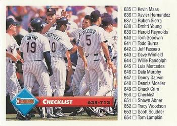 #660 Checklist: 635-713 - San Diego Padres - 1993 Donruss Baseball