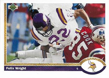 #663 Felix Wright - Minnesota Vikings - 1991 Upper Deck Football
