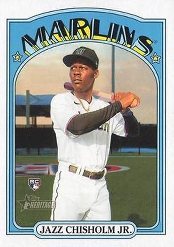 #665 Jazz Chisholm Jr. - Miami Marlins - 2021 Topps Heritage Baseball