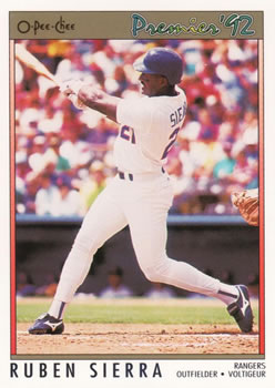 #66 Ruben Sierra - Texas Rangers - 1992 O-Pee-Chee Premier Baseball