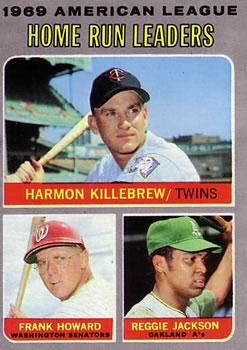 #66 1969 American League Home Run Leaders Harmon Killebrew / Frank Howard / Reggie Jackson - Minnesota Twins / Washington Senators / Oakland Athletics - 1970 Topps Baseball