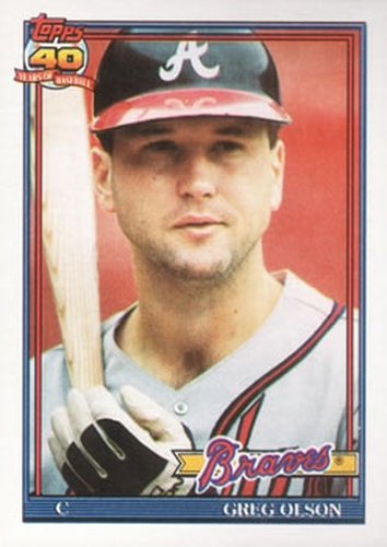 #673 Greg Olson - Atlanta Braves - 1991 Topps Baseball