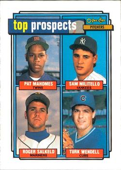 #676 1992 Prospects Sam Militello / Pat Mahomes / Roger Salkeld / Turk Wendell - Minnesota Twins / New York Yankees / Seattle Mariners / Chicago Cubs - 1992 O-Pee-Chee Baseball