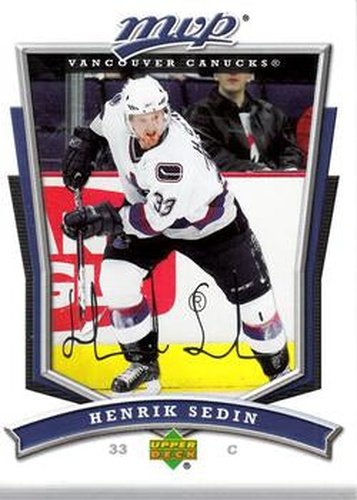 #67 Henrik Sedin - Vancouver Canucks - 2007-08 Upper Deck MVP Hockey