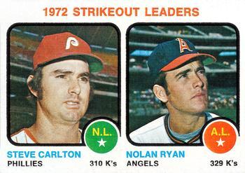 #67 1972 Strikeout Leaders Steve Carlton / Nolan Ryan - Philadelphia Phillies / California Angels - 1973 Topps Baseball