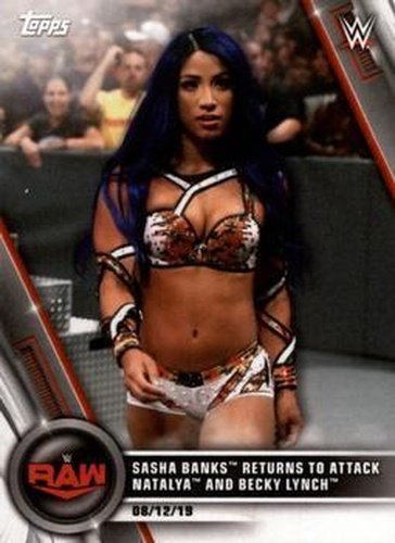 #67 Sasha Banks Returns to Attack Natalya and Becky Lynch - 2020 Topps WWE Women's Division Wrestling