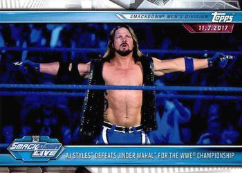 #67 AJ Styles Defeats Jinder Mahal for the WWE Championship - 2019 Topps WWE Road to Wrestlemania Wrestling