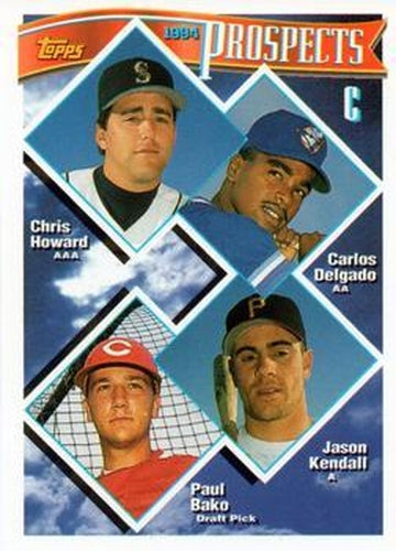 #686 C Prospects Chris Howard /rlos Delgado / Jason Kendall / Paul Bako PROS - Seattle Mariners / Toronto Blue Jays / Pittsburgh Pirates / Cincinnati Reds - 1994 Topps Baseball