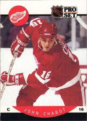 #68 John Chabot - Detroit Red Wings - 1990-91 Pro Set Hockey