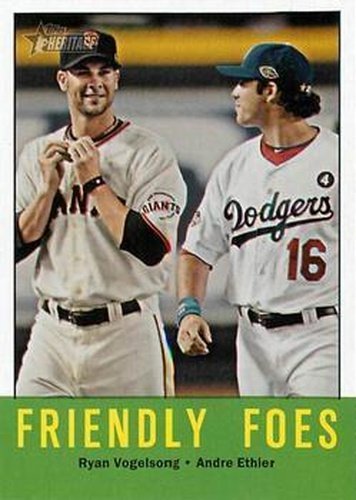 #68 Friendly Foes Ryan Vogelsong / Andre Ethier - San Francisco Giants / Los Angeles Dodgers - 2012 Topps Heritage Baseball