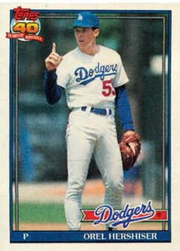 #690 Orel Hershiser - Los Angeles Dodgers - 1991 Topps Baseball