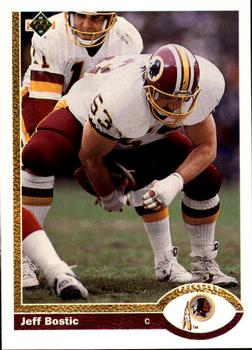 #695 Jeff Bostic - Washington Redskins - 1991 Upper Deck Football